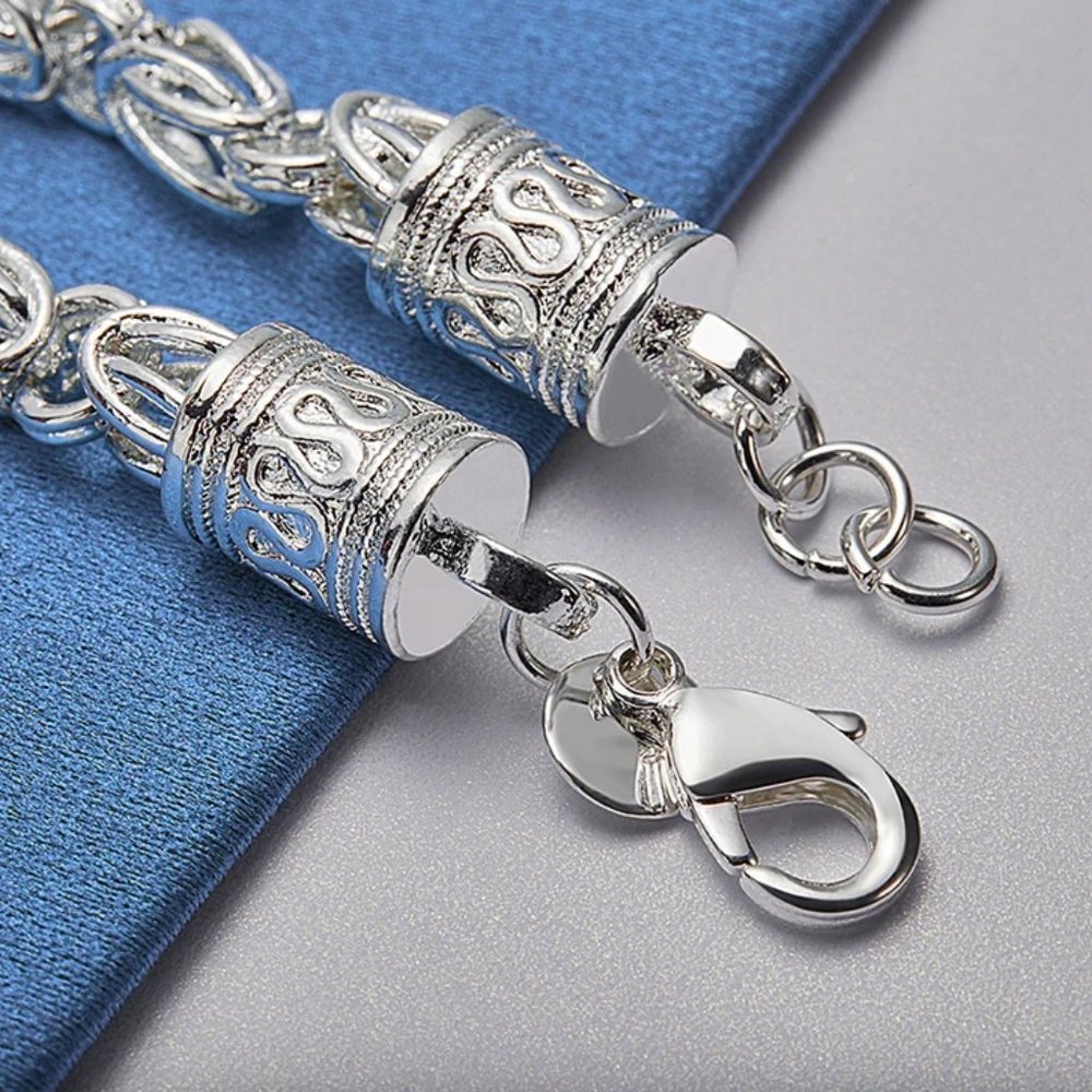 Awesome Byzantine 8 Inch Dragon Style Bracelet Stamped 925 Solid Sterling Silver - Picture 5 of 7